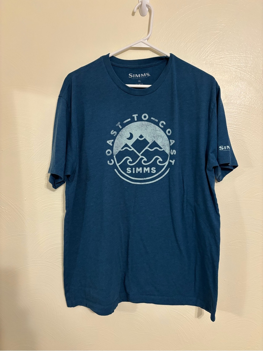 Simms XL Coast to Coast Fishing T Shirt Blue Outdoor Graphic Tee